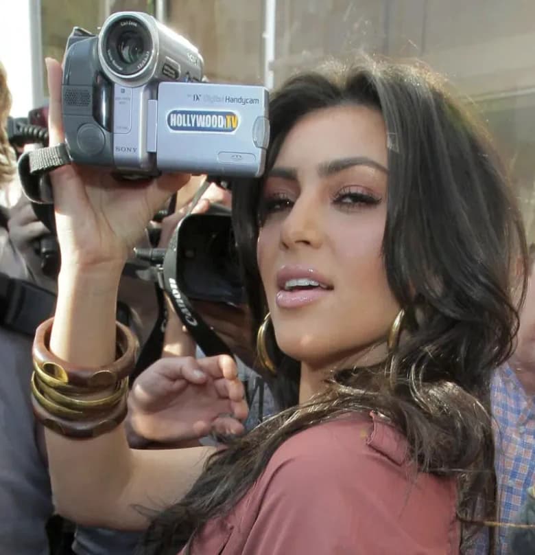 A Hollywood.TV camera filming Kim Kardashian